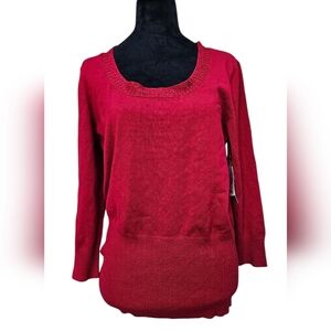NWT Hilard and Hansons Women Garnet red scoopneck women sweater XL